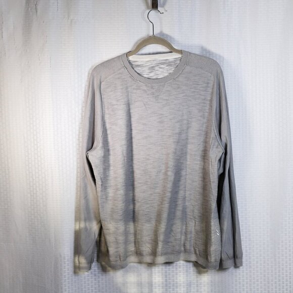 Tommy Bahama Reversible Size XL grey marled long sleeve lightweight sweater - Picture 8 of 14